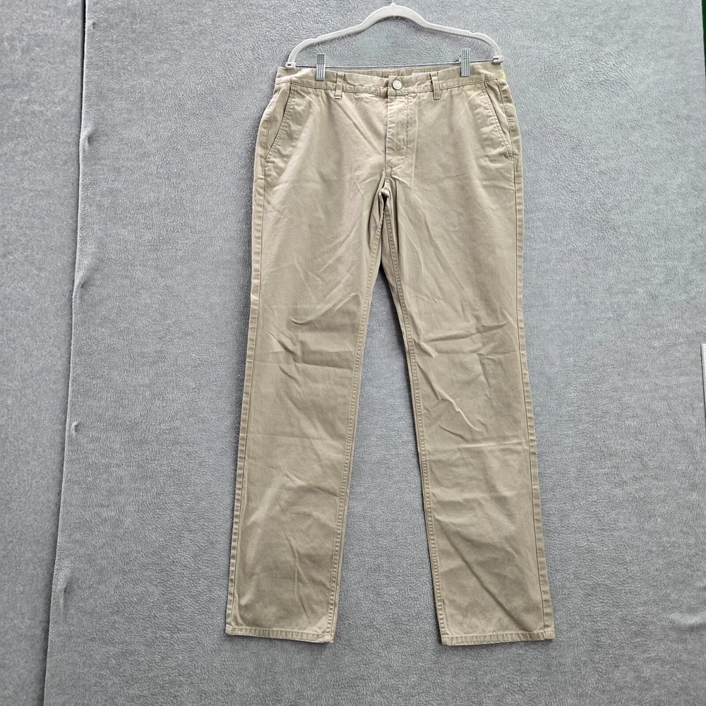 Bonobos Men Pants 34x34 Beige Straight‎ Pockets Flat Front Mid Rise Cotton